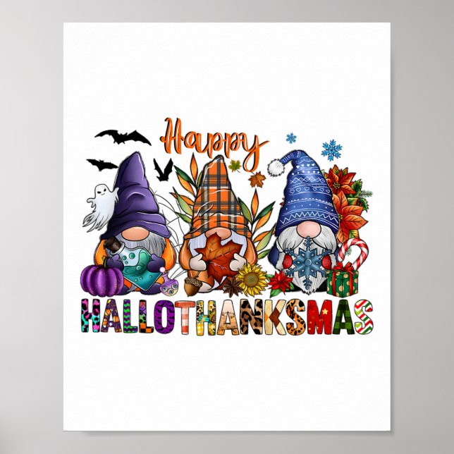 Hallothanksmas Gnomes Halloween Thanksgiving Merry Poster (Framsidan)