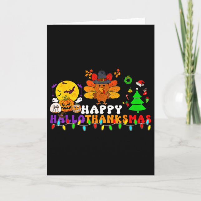 Hallothanksmas Halloween God Jul Thanksgiving Kort (Framsida)