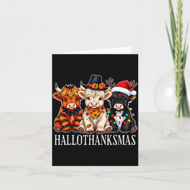 Hallothanksmas Halloween Thanksgiving Christmas Hi Kort (Framsida)