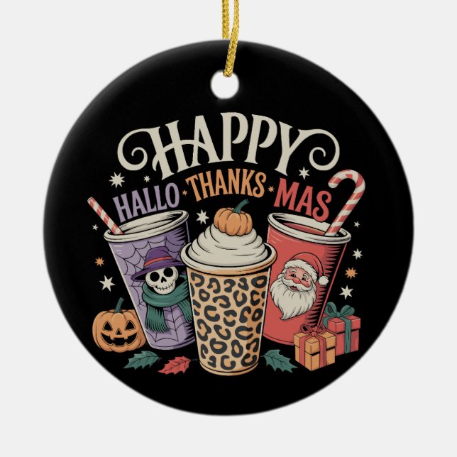 Hallothanksmas Halloween Thanksgiving jul Julgransprydnad Keramik (Framsidan)