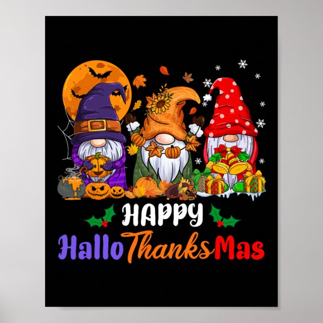 Hallothanksmas Halloween Thanksgiving julgran Poster (Framsidan)