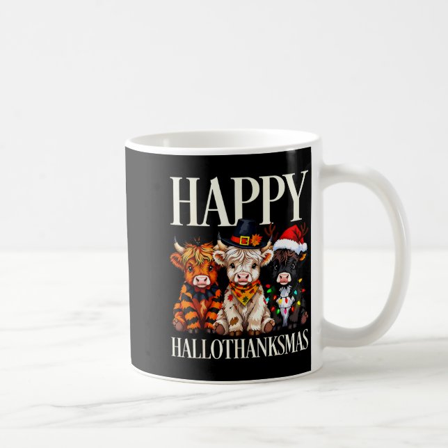 Hallothanksmas Highland Cow Halloween Thanksgiving Kaffemugg (Höger)