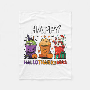 Hallothanksmas Rolig Halloween Tacksgiving Kristus Fleecefilt