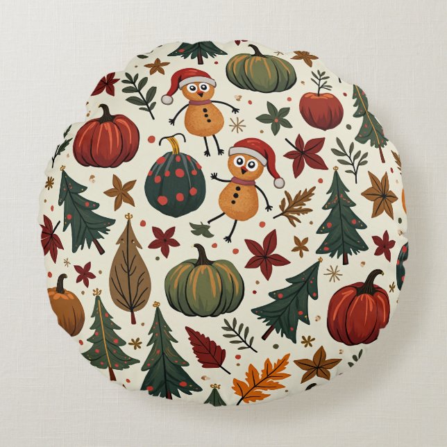 Hallothanksmas round cushion rund kudde (Framsidan)