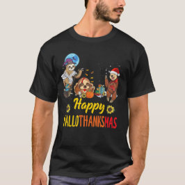 Hallothanksmas Santa Sloth Halloween Thanksgiving T Shirt