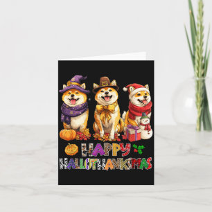 Hallothanksmas Shiba Hundar Halloween Jul Kort