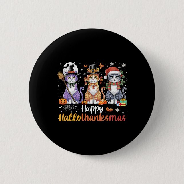 Hallothanksmas Shirt Cats Halloween Thanksgiving C Knapp (Framsida)