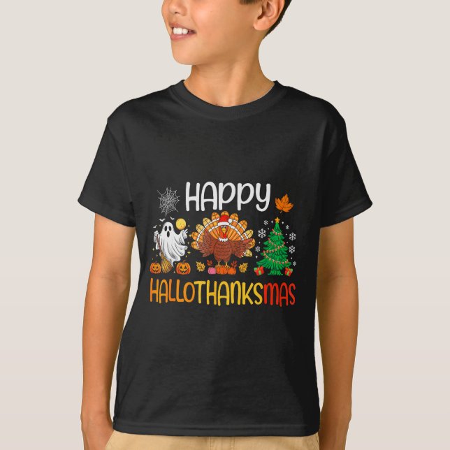 Hallothanksmas Shirt Funny Halloween Thanksgiving  T Shirt (Framsida)