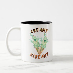 Hallow Creamy Screamy Witchy Boo Scary Halloween Två-Tonad Mugg