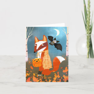 Hallow Fox och Fladdermus Friends BLANK Greeting C Tack Kort