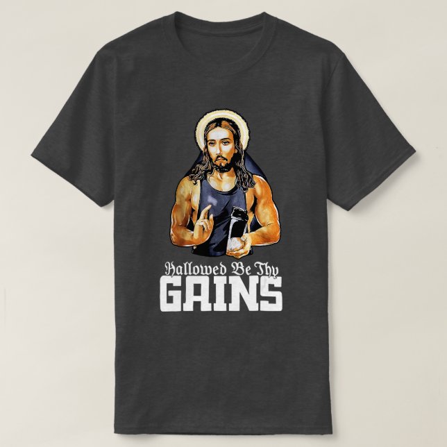 Hallow Hain vinner Jesus vikt Lyftning T Shirt (Design framsida)