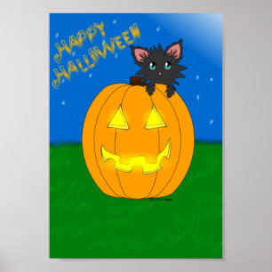 Hallow Kattunge Happy halloween Poster