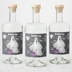 Hallow' Kväll Ghost Spritflaskor Etikett