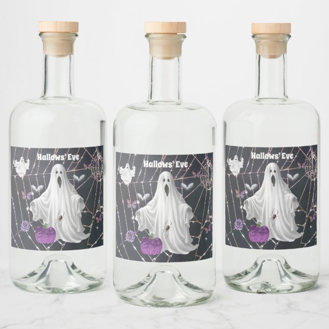 Hallow' Kväll Ghost Spritflaskor Etikett (Flaskor)