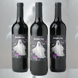 Hallow' Kväll Ghost Vinflaska Etikett