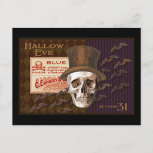 Hallow Kväll Halloween Skull Vykort