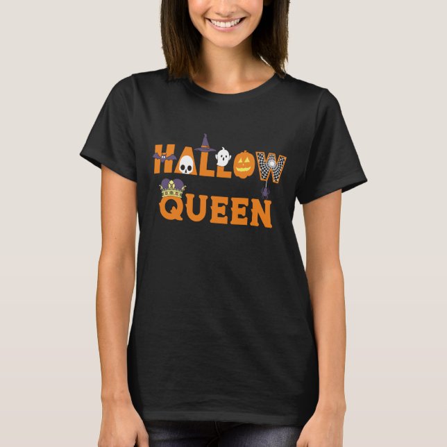 Hallow Queen Halloween T Shirt (Framsida)