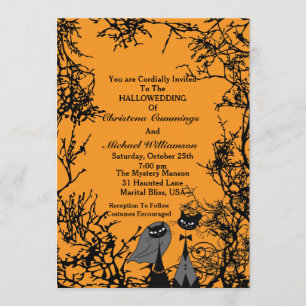 Hallowedding katter som gifta sig inbjudan