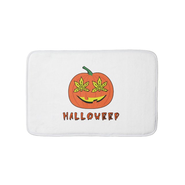Halloweed Funny Hippie Pumpkin Halloween Badrumsmatta (Framsidan)