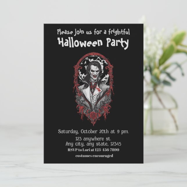 Halloween, 12 vampyrer, skrämmande, skrämmande, inbjudningar (Stående Fram)
