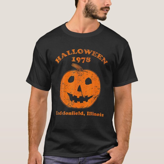 Halloween 1978 Helgdag Spooky Gift Myers Pumpkin H T Shirt (Framsida)