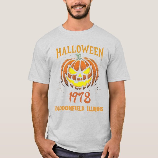 Halloween 1978 Helgdag Spooky Myers Pumpkin Haddon T Shirt (Framsida)