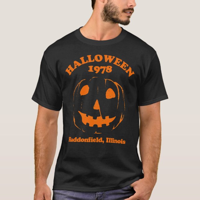 Halloween 1978 Helgdag Spooky Myers Pumpkin Haddon T Shirt (Framsida)