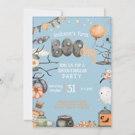 Halloween 1:a födelsedag: Ålder Blue Boy Party Inbjudningar