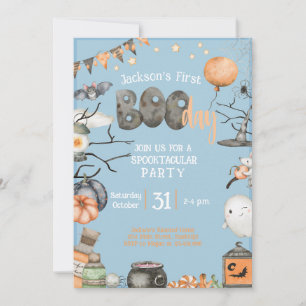 Halloween 1:a födelsedag: Ålder Blue Boy Party Inbjudningar