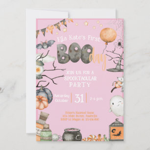 Halloween 1:a födelsedag - ROSA flicka Inbjudningar