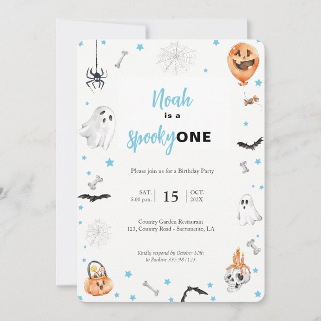 Halloween 1:a födelsedagens Rosa-scokyninbjudan Inbjudningar (Framsida)