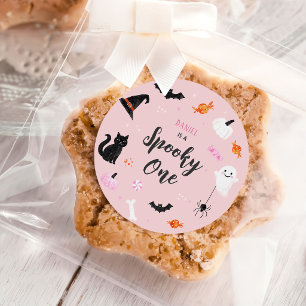 Halloween 1-års födelsedag flickor spöke runt klistermärke