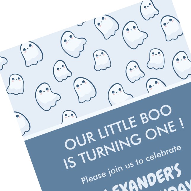 Halloween 1-års födelsedagsinbjudan spöke oktober inbjudningar (Halloween-1st-birthday-invitation-ghost-october-1)