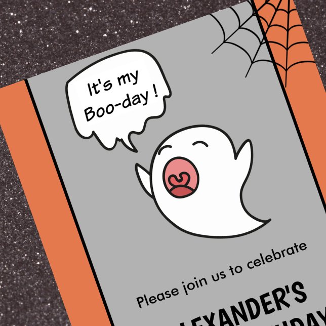 Halloween 1-års födelsedagsinbjudningar söt spöke  inbjudningar (Halloween-1st-birthday-invitations-cute-ghost-1)