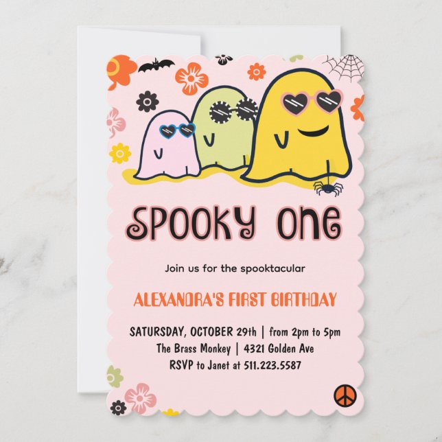 Halloween 1-års födelsedagsinbjudningar Spöklik en Inbjudningar (Framsida)