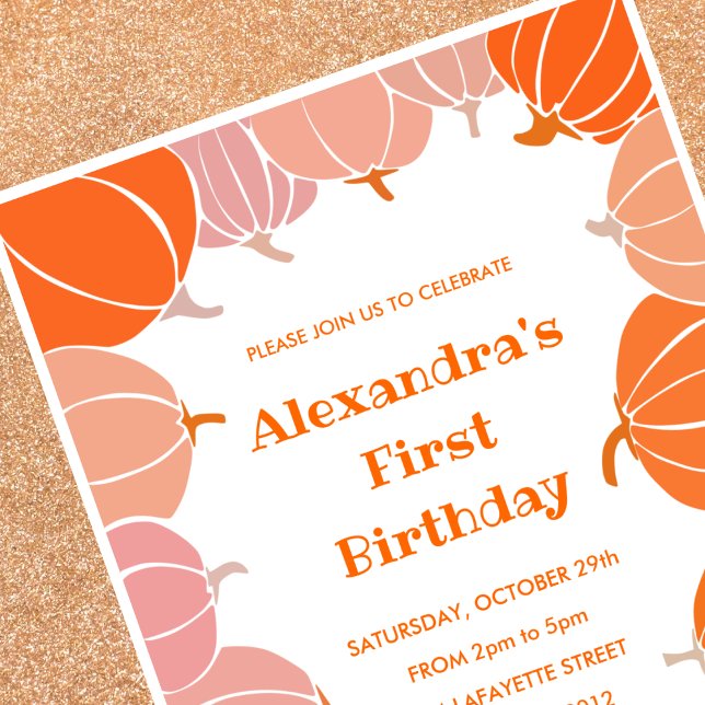Halloween 1-års inbjudan rosa pumpa (Halloween-1st-birthday-invitations-pink-pumpkin-1)