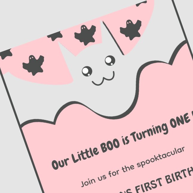 Halloween 1-födelsedagsinbjudan Ghost Little boo Inbjudningar (Halloween-1st-birthday-invitation-Ghost-Little-boo-pink-1)