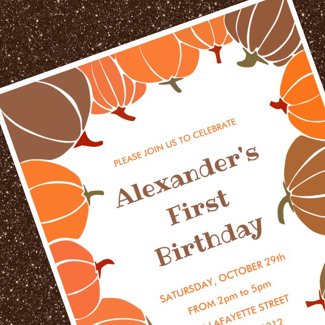Halloween 1-födelsedagsinbjudningar faller orange  inbjudningar (Halloween-1st-birthday-invitations-fall-orange-boy-1)