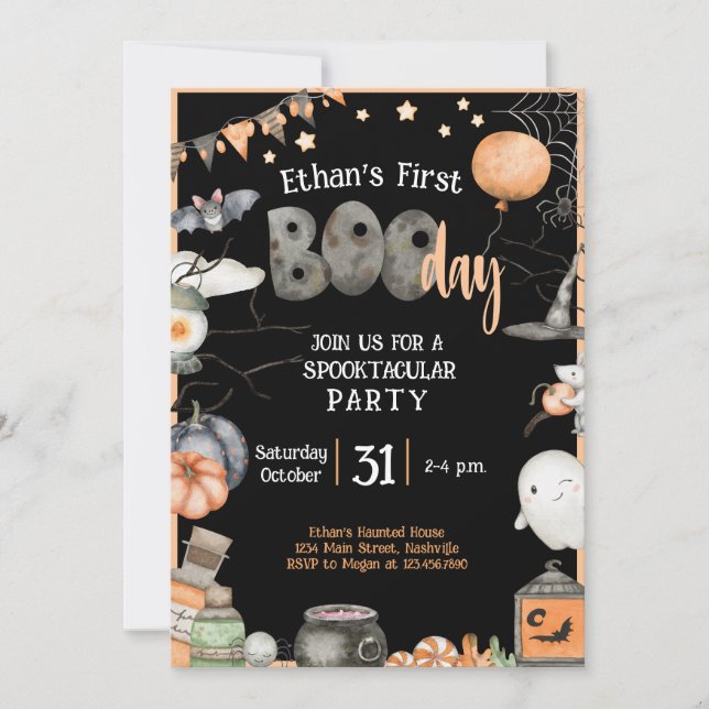 Halloween 1ST Birthday any Boy Party Inbjudningar (Framsida)