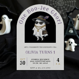Halloween 1st Birthday Party One Boujee Ghost Inbjudningar