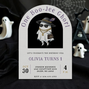 Halloween 1st Birthday Party One Boujee Ghost Inbjudningar