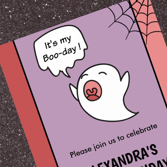 Halloween 1st-födelsedagsinbjudningar spökrosa inbjudningar (Halloween-1st-birthday-invitations-ghost-pink-1)