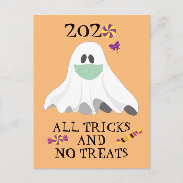 Halloween 2020 - alla tricks och inga tremor vykort (Framsida)