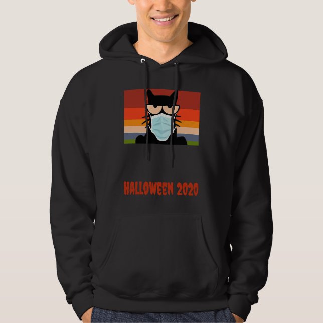 Halloween 2020,  Black Cat with Mask Hoodie (Framsida)