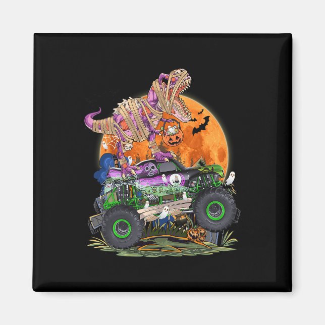 Halloween 2023 Dinosaur Skeleton T rex Scary Pumpk Magnet (Framsidan)