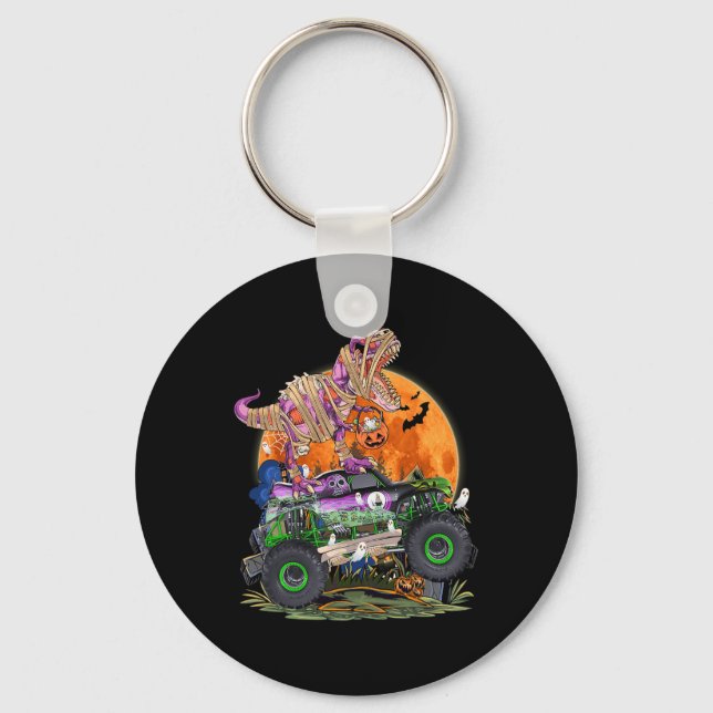 Halloween 2023 Dinosaur Skeleton T rex Scary Pumpk Nyckelring (Framsida)