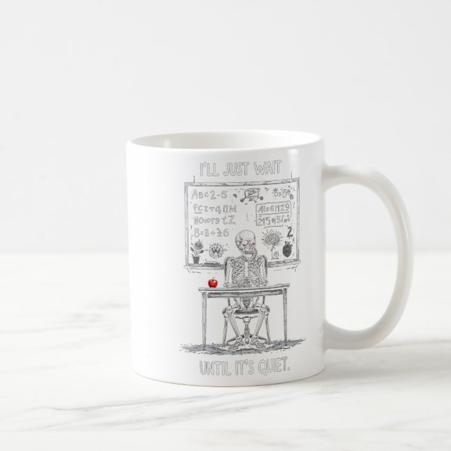 Halloween 2025 Funny Quiet Skeleton Teacher Cute Kaffemugg (Höger)