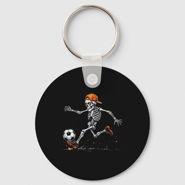 Halloween 2025 Rolig Skelett Fotboll Spelare Nyckelring (Framsida)