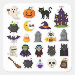 Halloween 2025 Spooky Sticker Set - Pumpkins,spöke Fyrkantigt Klistermärke