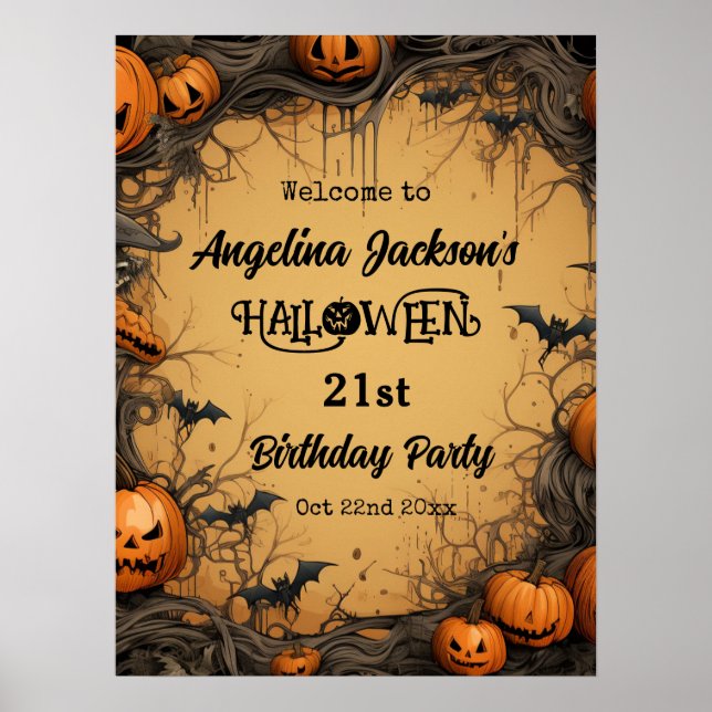 Halloween 21-årsfest Pumpa välkommen Poster (Framsidan)
